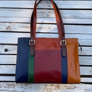 Elegant Multicolor Italian Leather Tote Bag